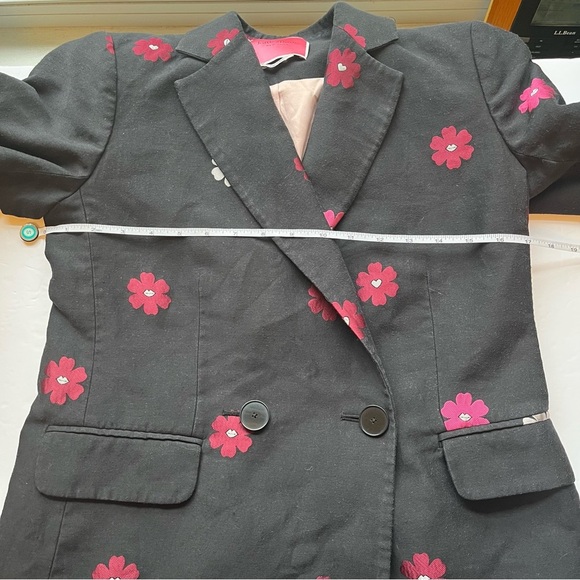 KATE SPADE ♠️ Floral Lip Design Black Blazer Jacket Size 2 - Picture 4 of 7